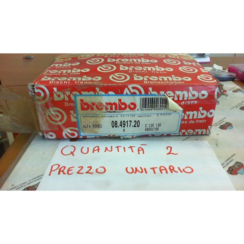 BREMBO  08491720 DISCO FRENO POSTERIORE