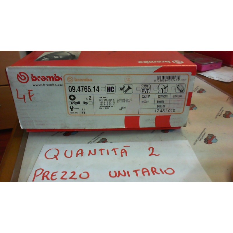 BREMBO 09476514 DISCO FRENO ANTERIORE