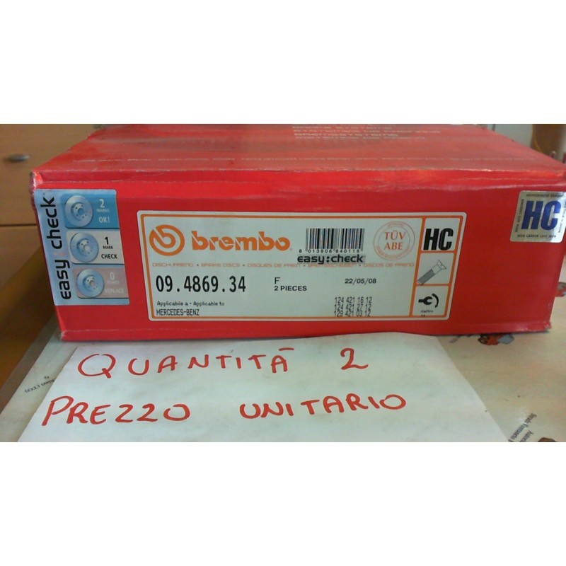 BREMBO 09486934 DISCO FRENO ANTERIORE