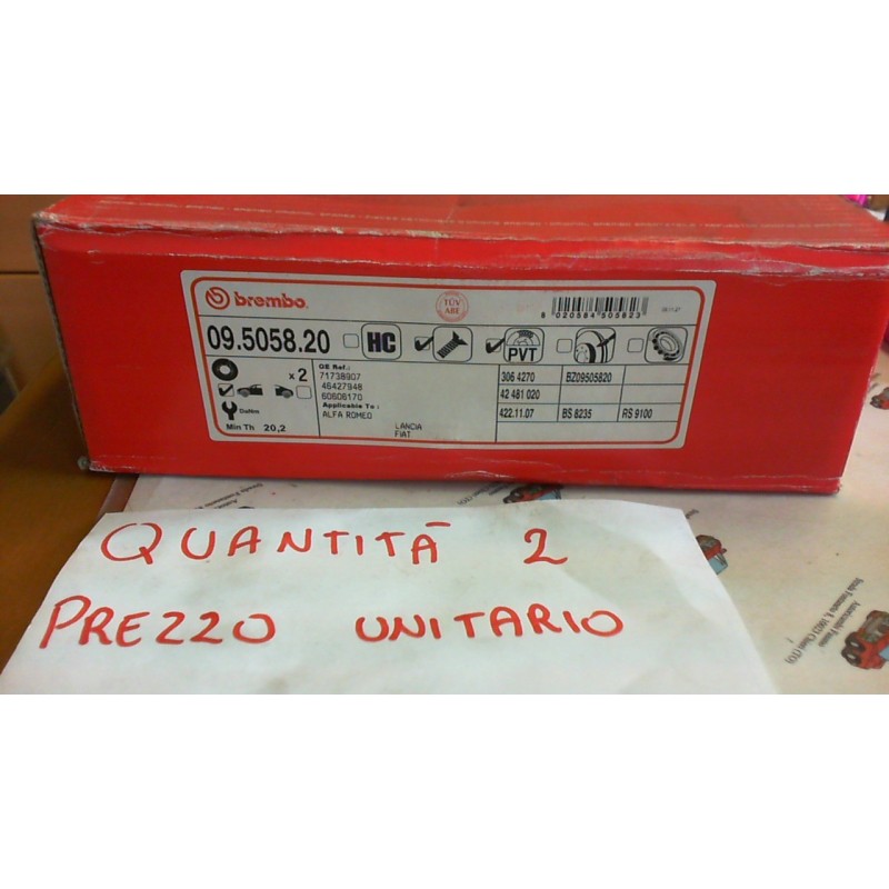 BREMBO 09505820 DISCO FRENO ANTERIORE