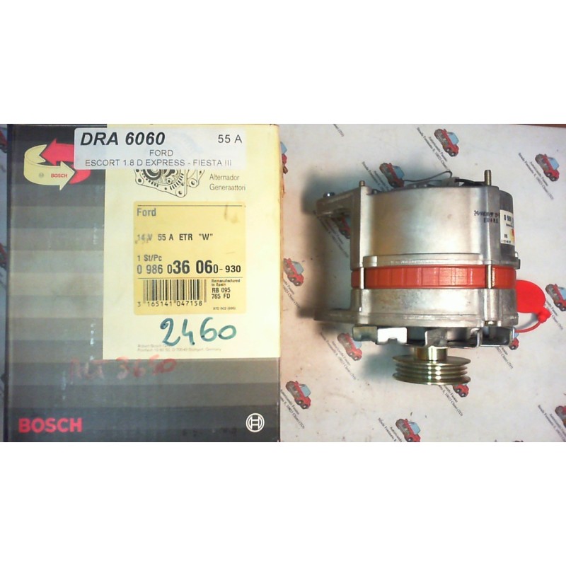 BOSCH  0986036060 ALTERNATORE FORD ESCORD - FIESTA 55A , CODICI COMPATIBILI: MAGNETI MARELLI 054022598010, MAGNETI MARELLI 9443