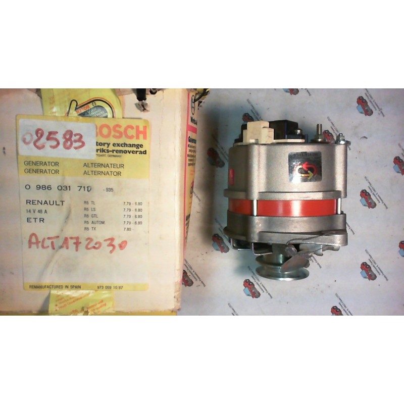 BOSCH  0986031711 ALTERNATORE RENAULT 50A , CODICI COMPATIBILI: MAGNETI MARELLI 943356133010, MAGNETI MARELLI 944356133010, REM