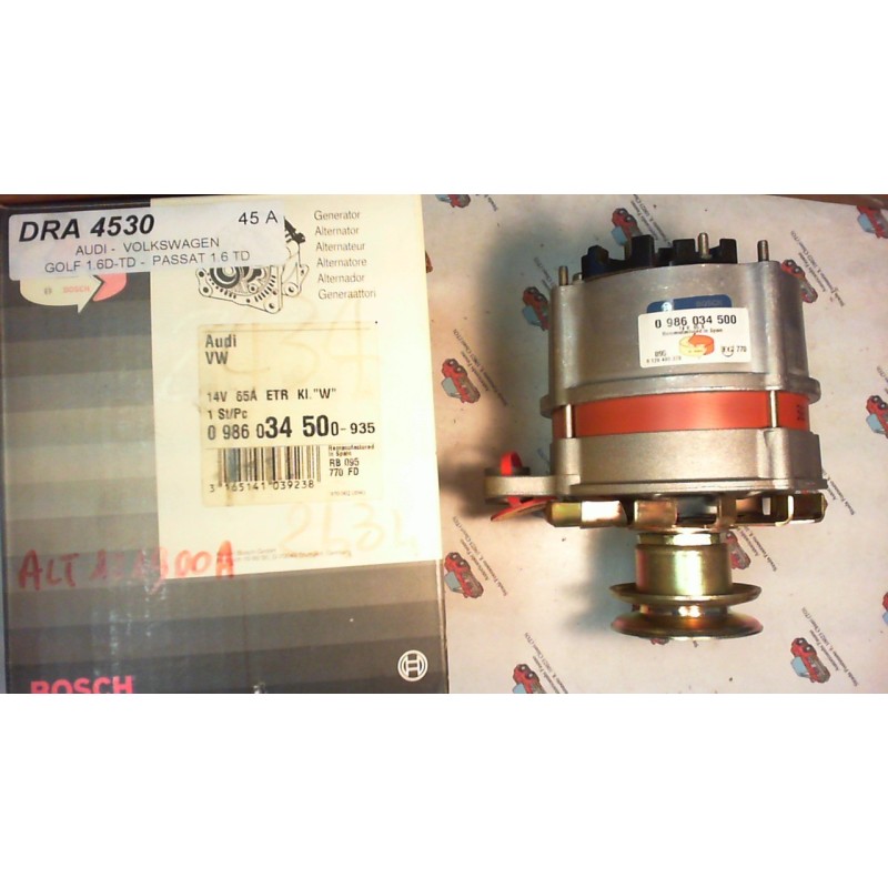 BOSCH  0986034500 ALTERNATORE AUDI - VOLKSWAGEN - GOLF - PASSAT 45A , CODICI COMPATIBILI: BOSCH 0120485007, BOSCH 0120489369, B