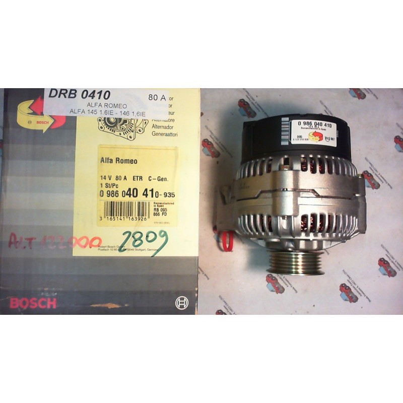 BOSCH  0986040410 ALTERNATORE ALFA ROMEO 80A , CODICI COMPATIBILI: BOSCH 943356575010, BOSCH 944390404100, REMY DRB0410