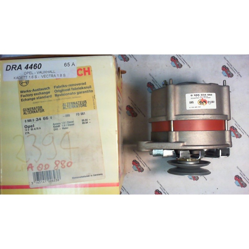 BOSCH  0986034660 ALTERNATORE OPEL- VAUXHALL - KADETT - VECTRA 65A , CODICI COMPATIBILI: BOSCH 0120488168, BOSCH 0120488169, BO