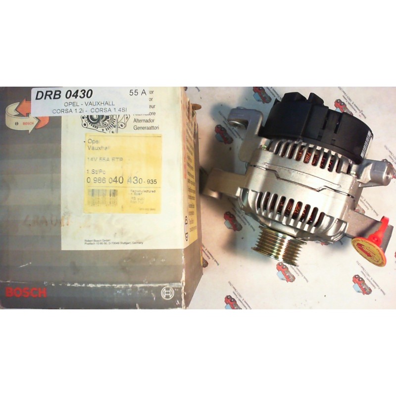 BOSCH  0986040430 ALTERNATORE OPEL - VAUXHALL - CORSA , CODICI COMPATIBILI: BOSCH 0123100001, REMY DRB0430